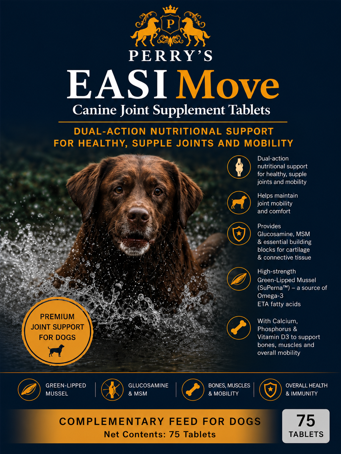 EASIMove Canine Joint Tablets - Green Lipped Mussel & Glucosamine for Dogs